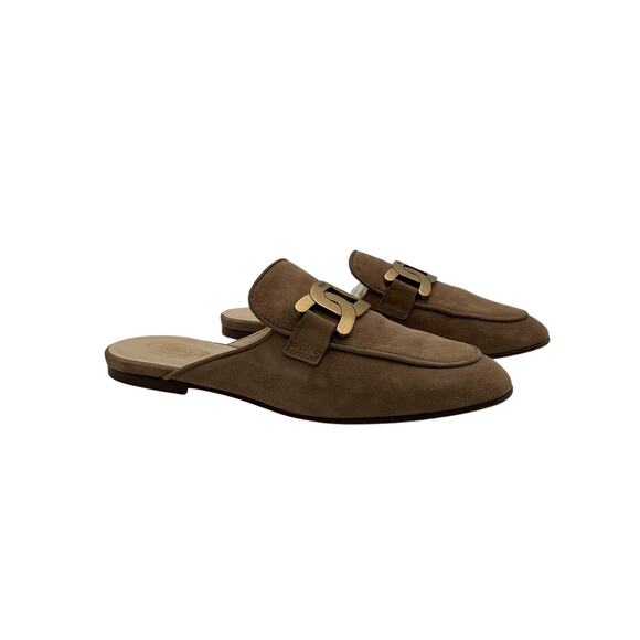 Tod's Embellished Tan Suede Slippers Size 8.5 - Picture 2 of 6